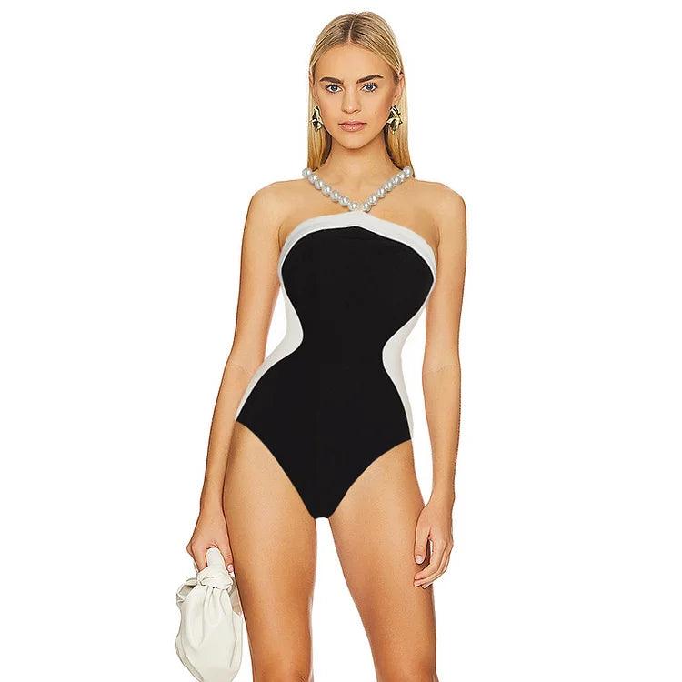 Pearl Necklace One Piece Swimsuit and Skirt - AdDRESSingMe