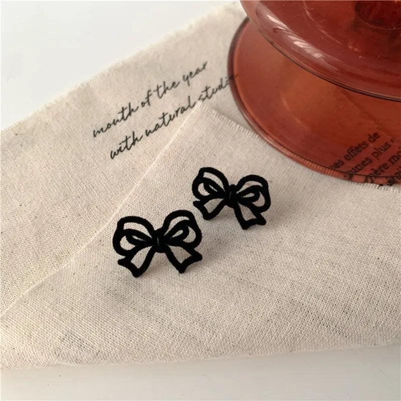 Black Velvet Bow Stud Luxury Earring - AdDRESSingMe