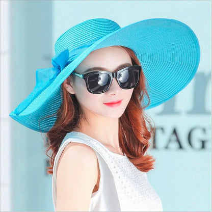 Straw Hat With Bow In Many Colors Uv Protection - AdDRESSingMe