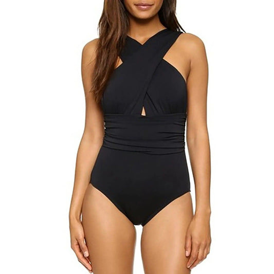 Criss Cross Front One Piece Swimsuit - AdDRESSingMe