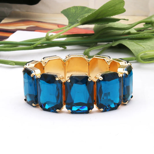 Geometric Rhinestone Bracelet Jewelry- Blue