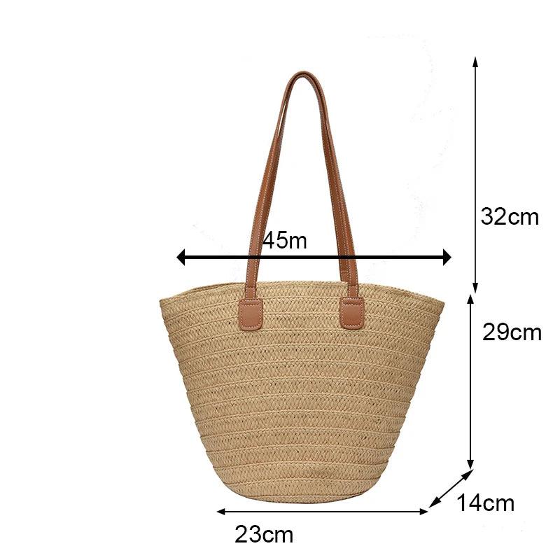 Large Capacity Straw Shoulder Tote Bag - AdDRESSingMe