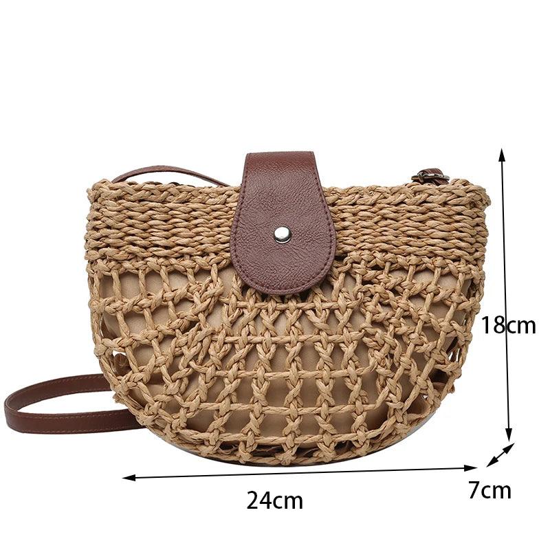 Semicircle Crossbody Rattan Straw Bag - AdDRESSingMe