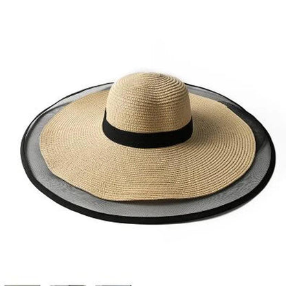 Large Brim Straw Hat With Organza Contour - AdDRESSingMe