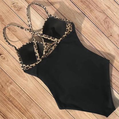 One Piece Leopard and Black Swimsuit - AdDRESSingMe