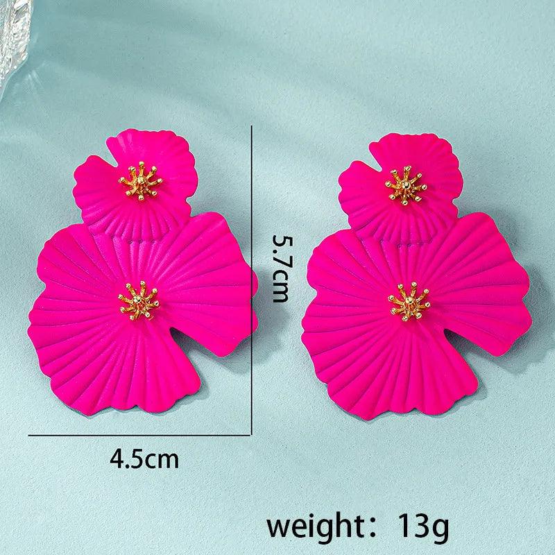 Bright Pink Double Flower Earring - AdDRESSingMe