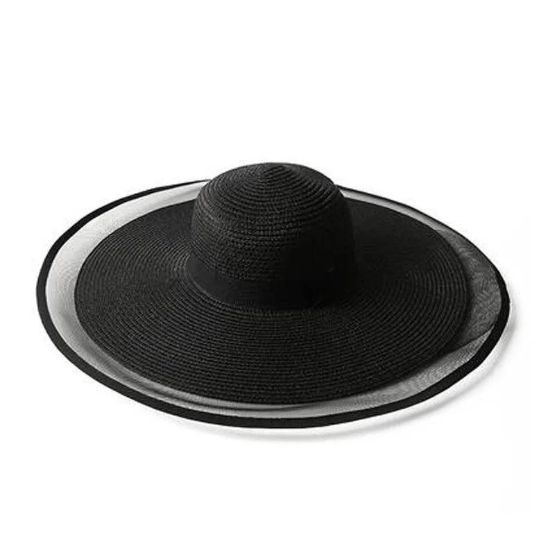 Large Brim Straw Hat With Organza Contour - AdDRESSingMe