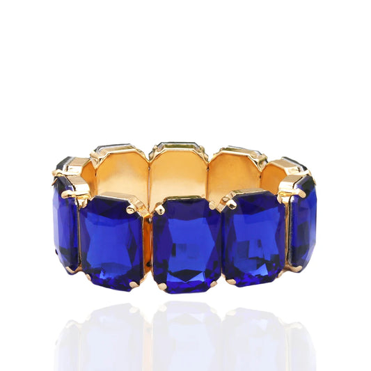Geometric Rhinestone Bracelet Jewelry- Royal Blue