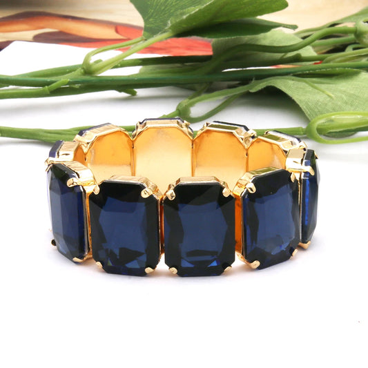 Geometric Rhinestone Bracelet Jewelry- Dark Blue