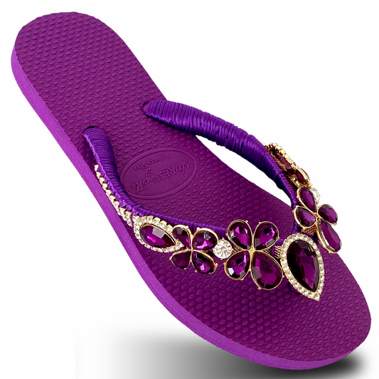 AdDRESSingMe™ Luxurious Purple Flip Flops With Rhinestones