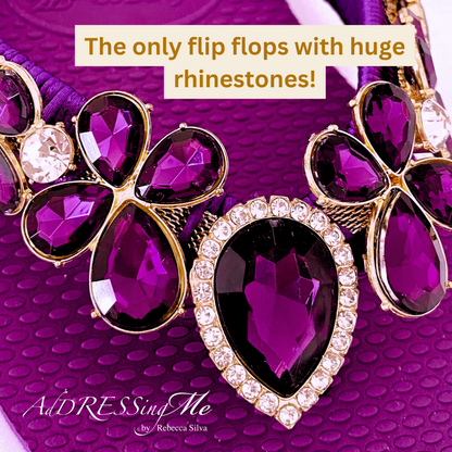 AdDRESSingMe™ Luxurious Purple Flip Flops With Rhinestones